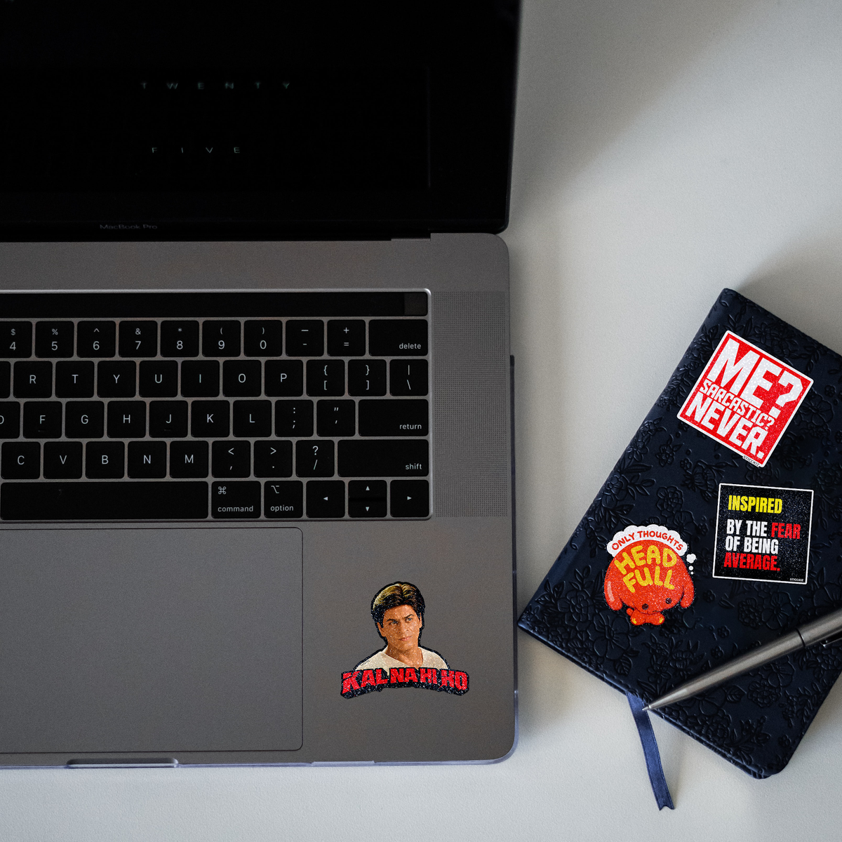 Kal na Hi Ho Glitter Sticker - laptop mockup