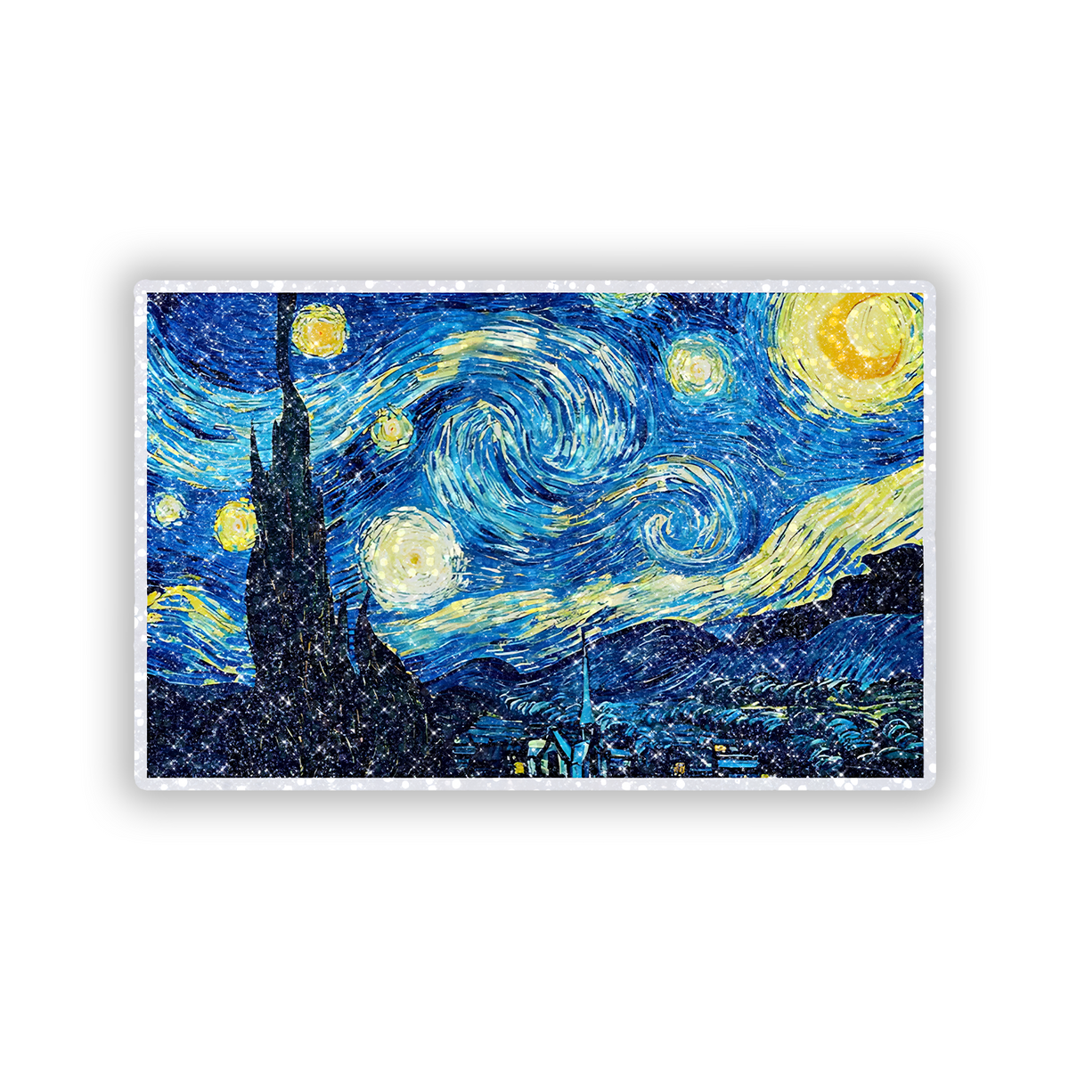 Famous Starry Night Painting Glitter Sticker - main