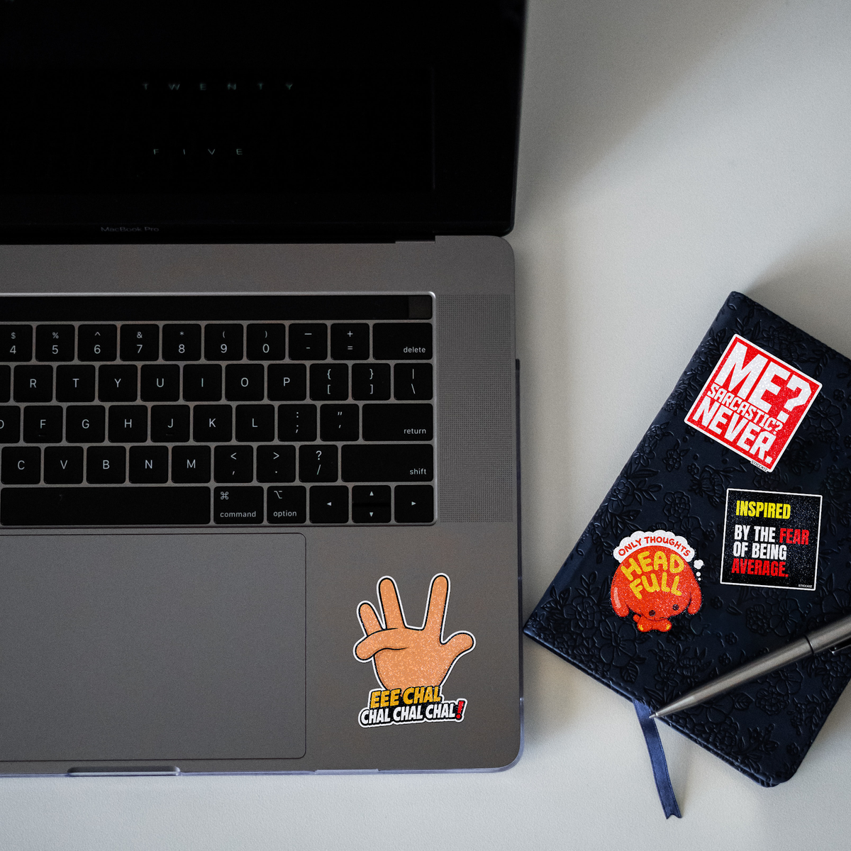 EEE Chal Chal Chal Glitter Sticker - laptop mockup