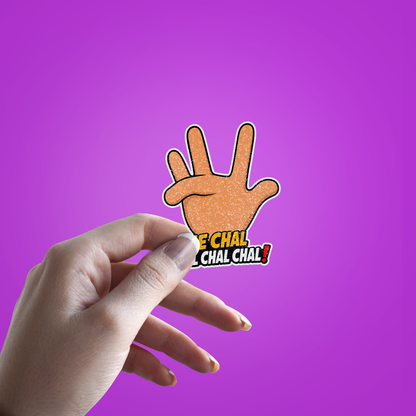 EEE Chal Chal Chal Glitter Sticker - hand mockup