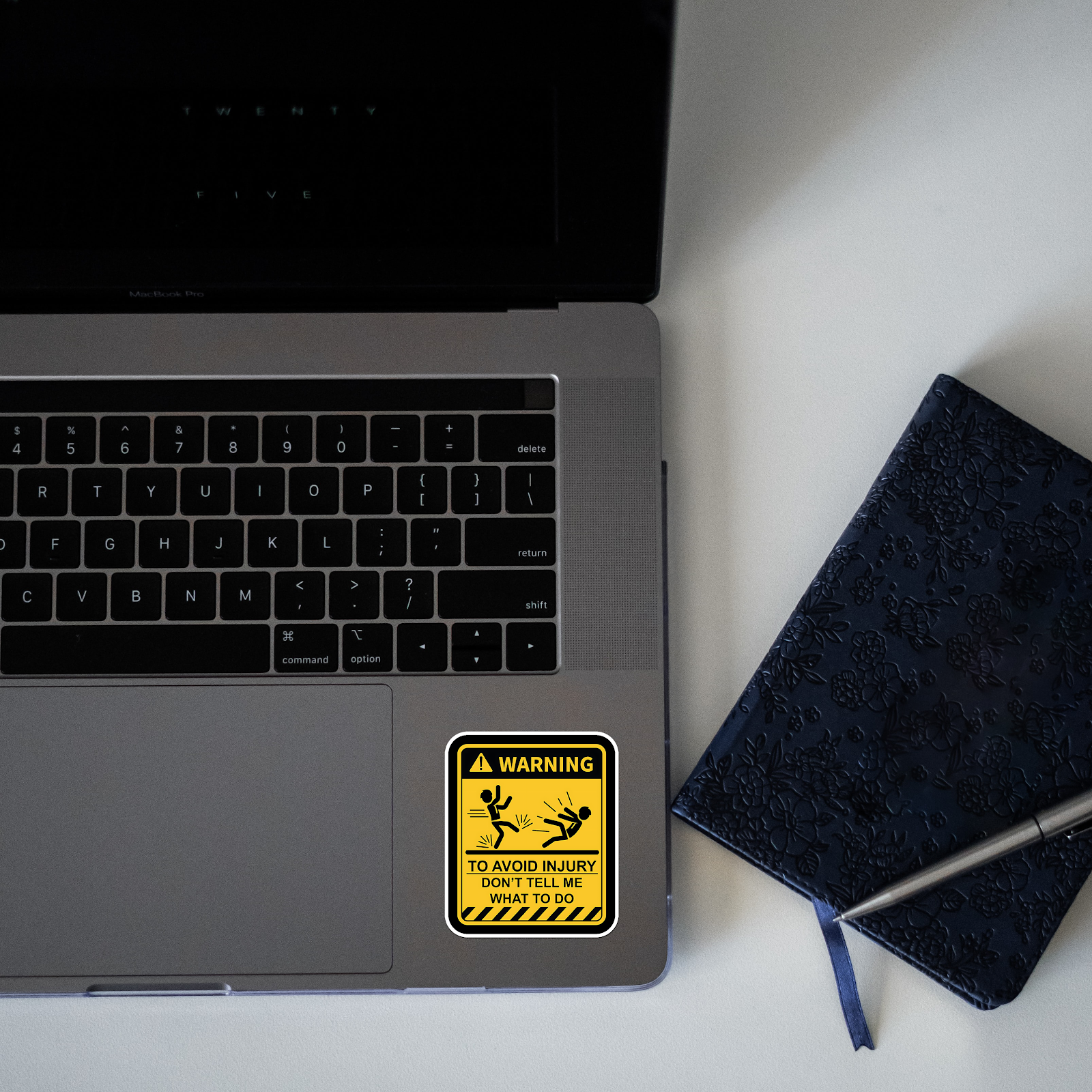 Warning Dont tell me what to do Sticker laptop mockup