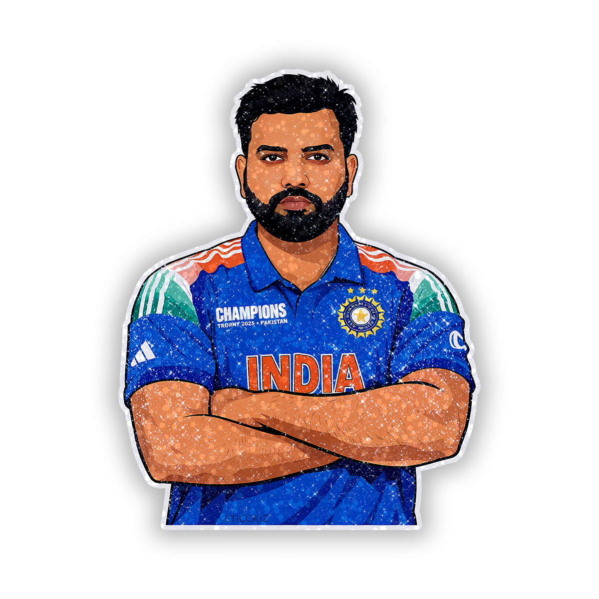 Rohit Sharma Team India Gersey Glitter Sticker - main