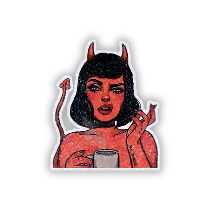 Demon Girl Glitter Sticker - main
