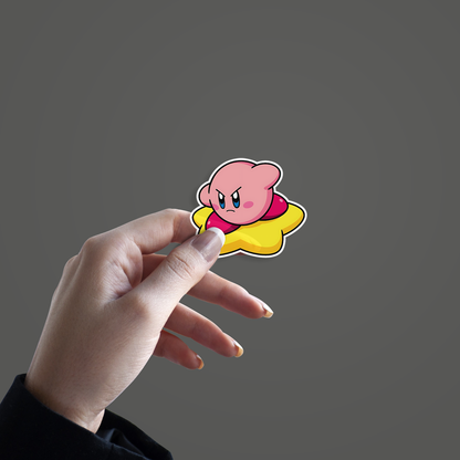 Angry Kirby Sticker hand mockup