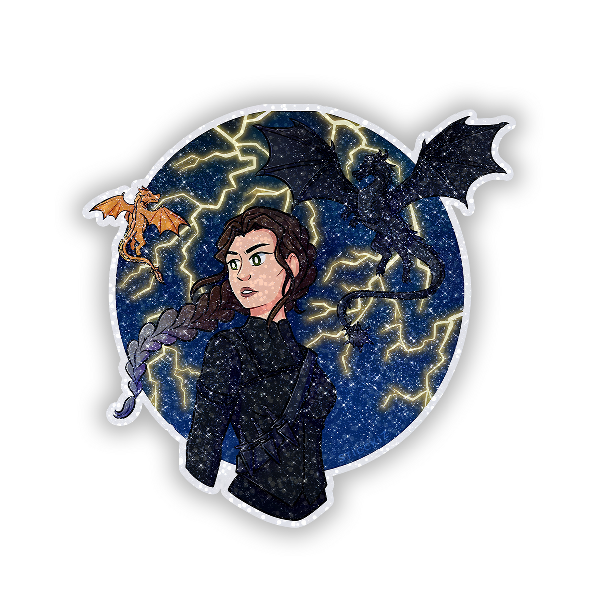 Dragon Queen Glitter Sticker - main