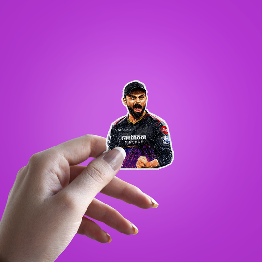 Virat Kohli Cheering Glitter Sticker - hand mockup