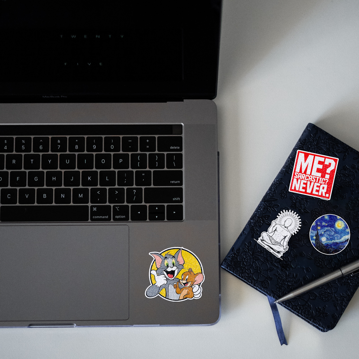 Tom And Jerry Glitter Sticker - laptop mockup