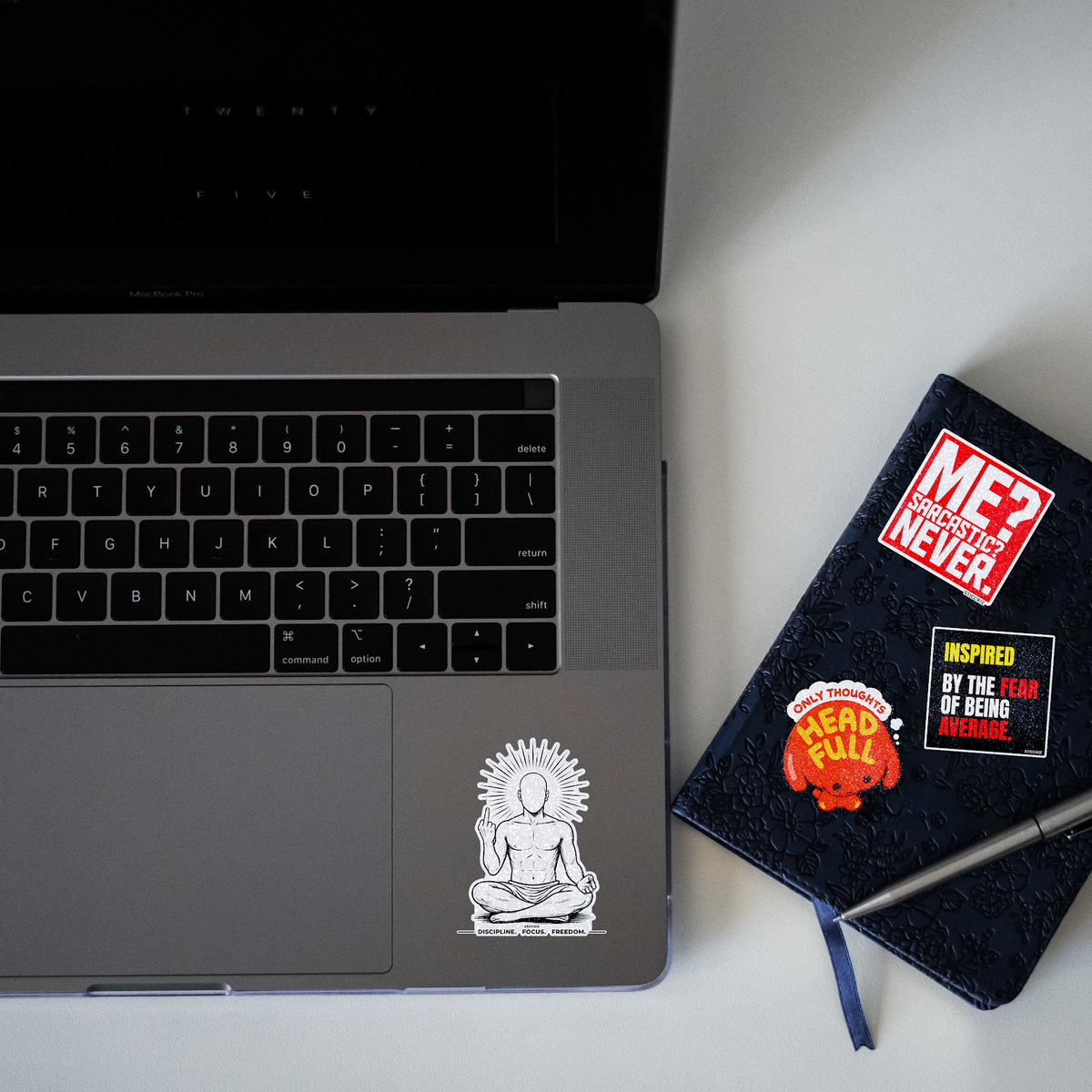 Discipline. Focus. Freedom Glitter Sticker - laptop mockup