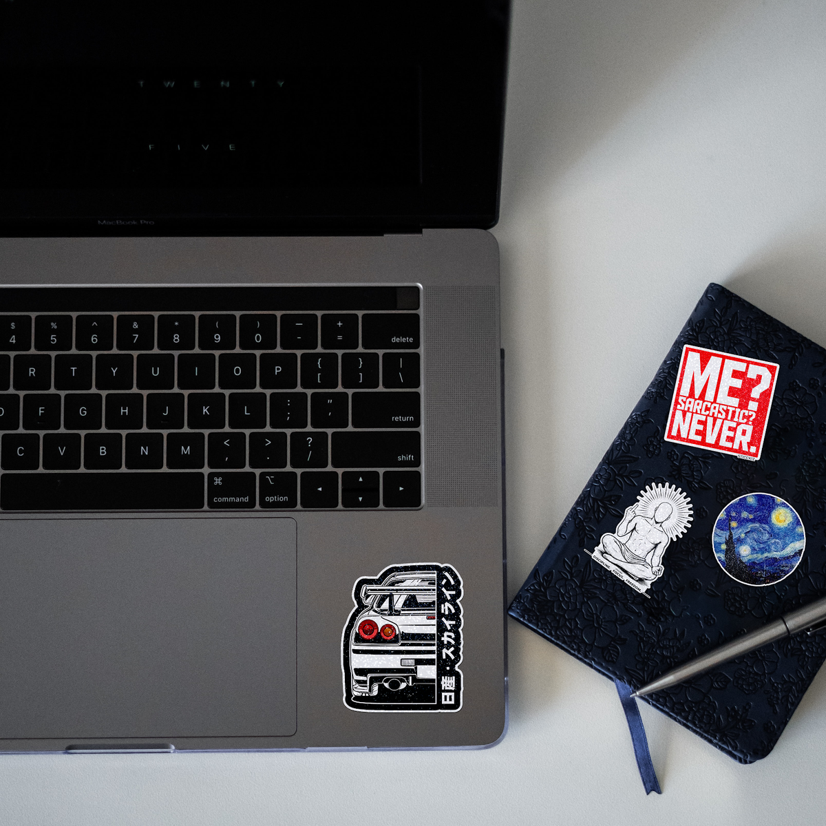 Skyline R34 GTR Glitter Sticker - laptop mockup