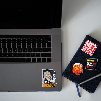 Be A Dragon Queen Glitter Sticker - laptop mockup