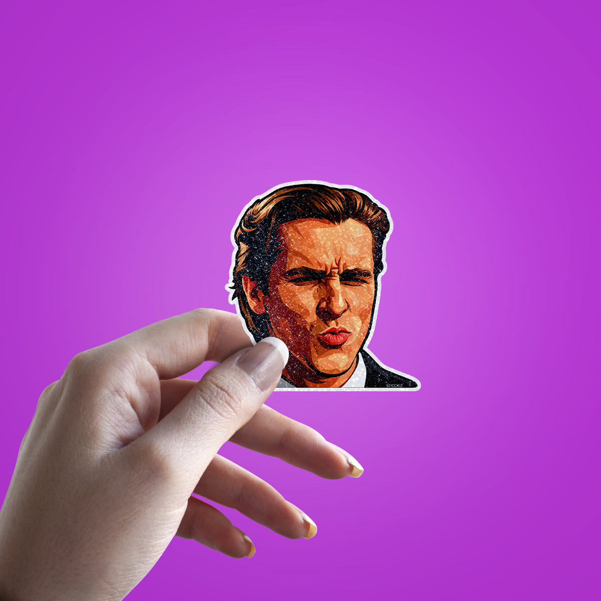 Lawyer Funny Glitter Sticker - hand mockup