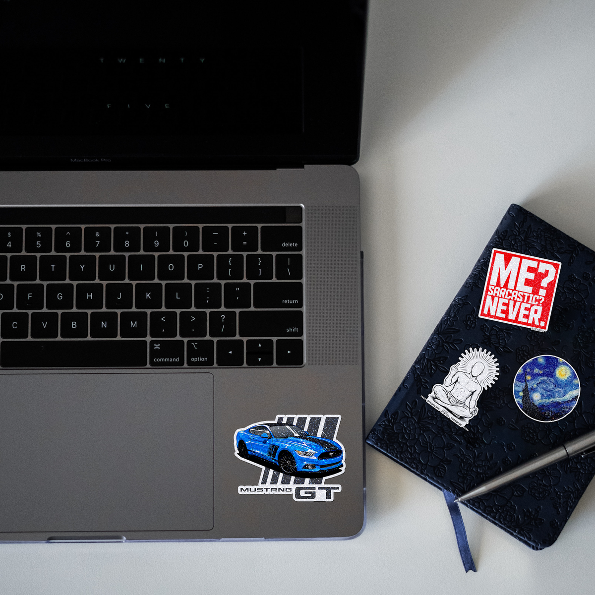 Mustang GT Glitter Sticker - laptop mockup