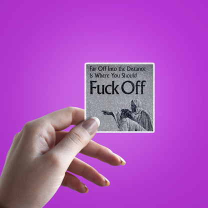 Far Off Where you Glitter Sticker - hand mockup
