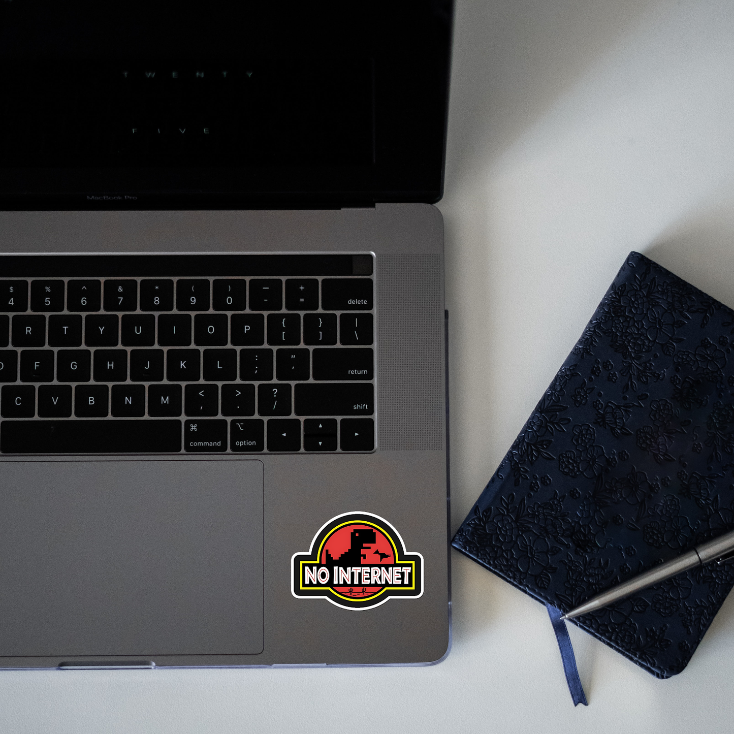 No Internet Sticker laptop mockup