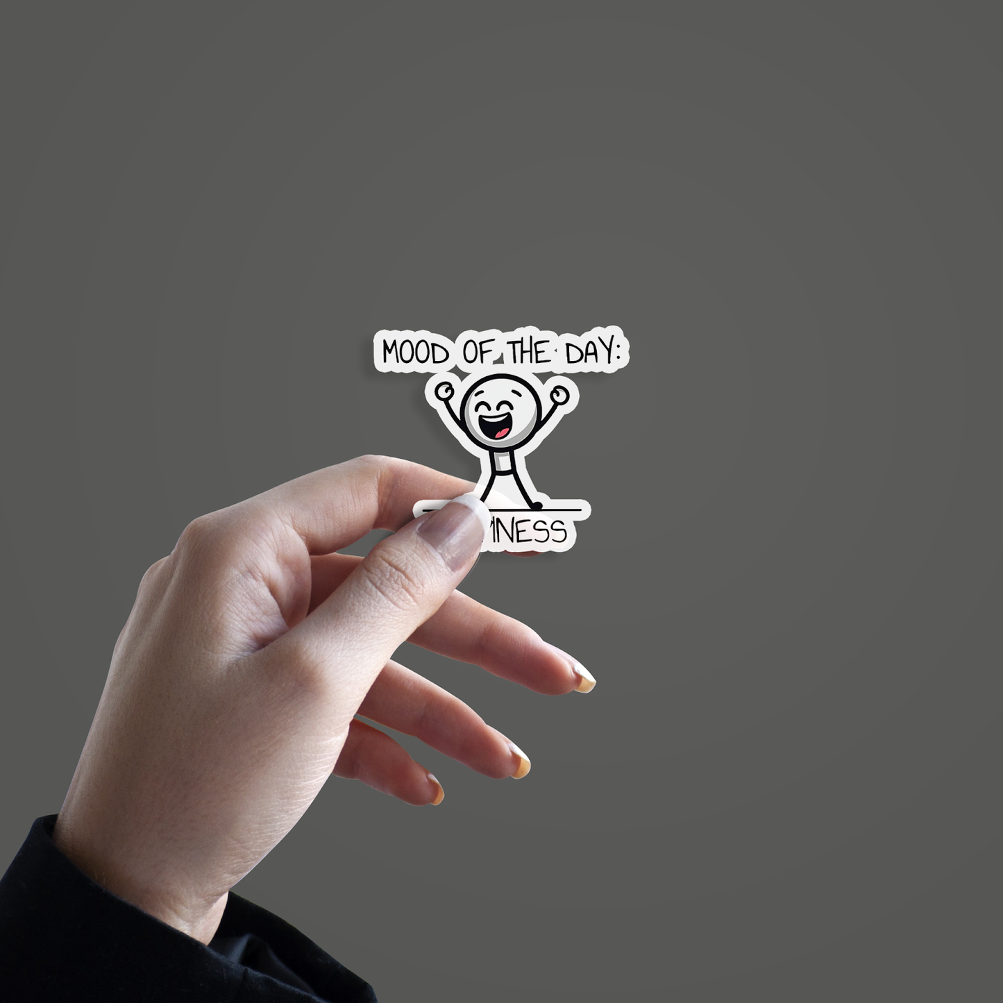 Mood Of The Day-Happiness Sticker hand mockup