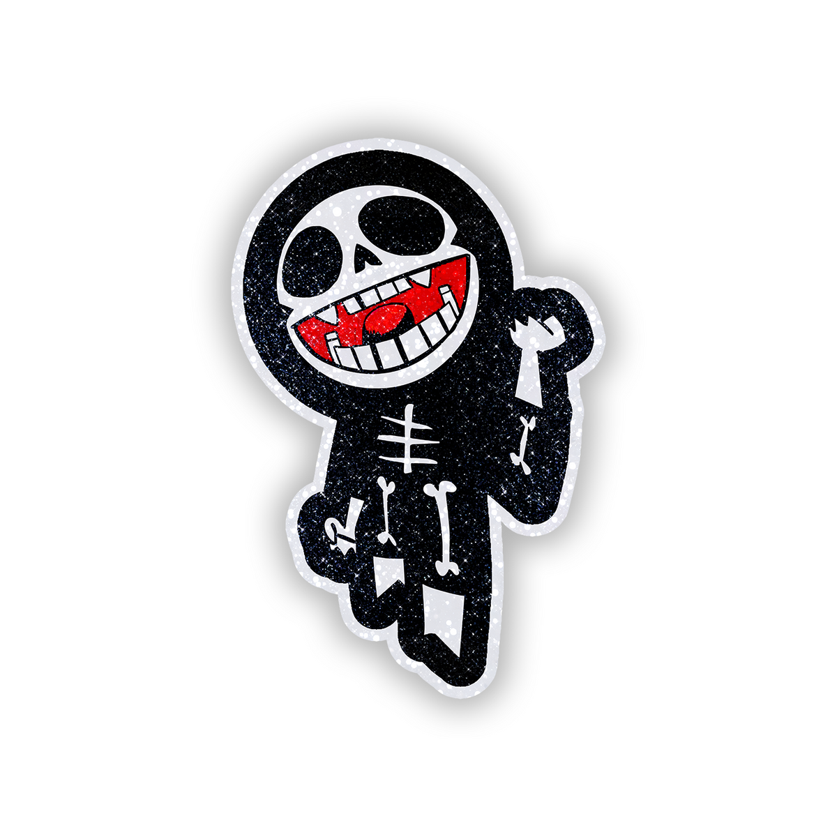 Stitch Skeleton Glitter Sticker - main