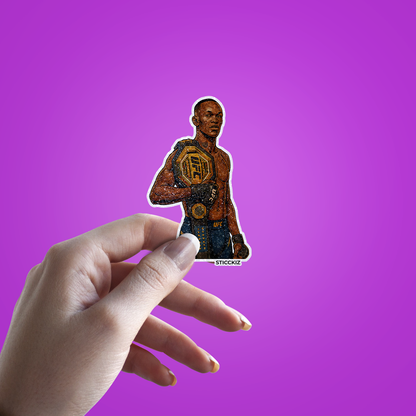 israel-adesanya- Glitter Sticker - hand mockup