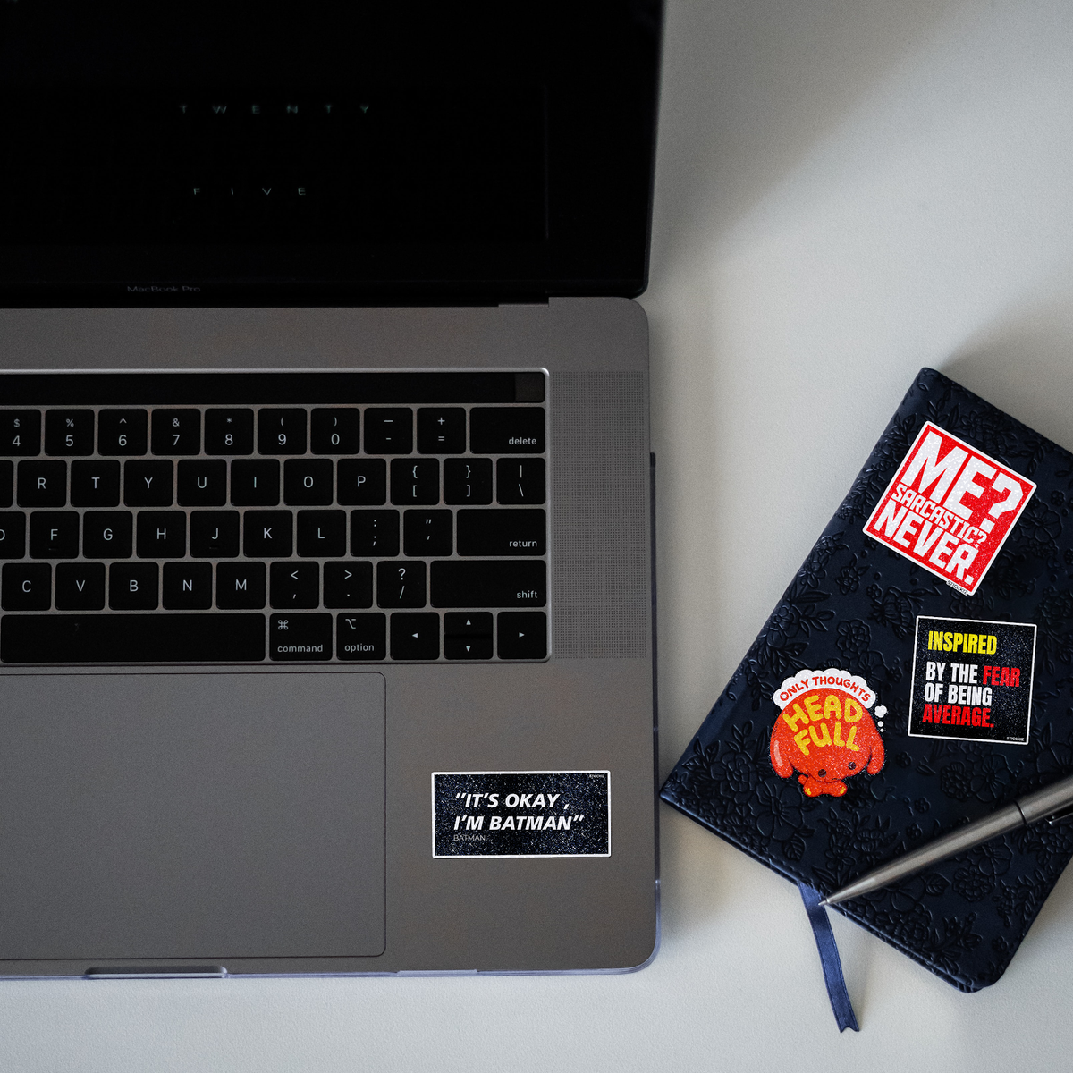 It_s Okay I am Batman Glitter Sticker - laptop mockup