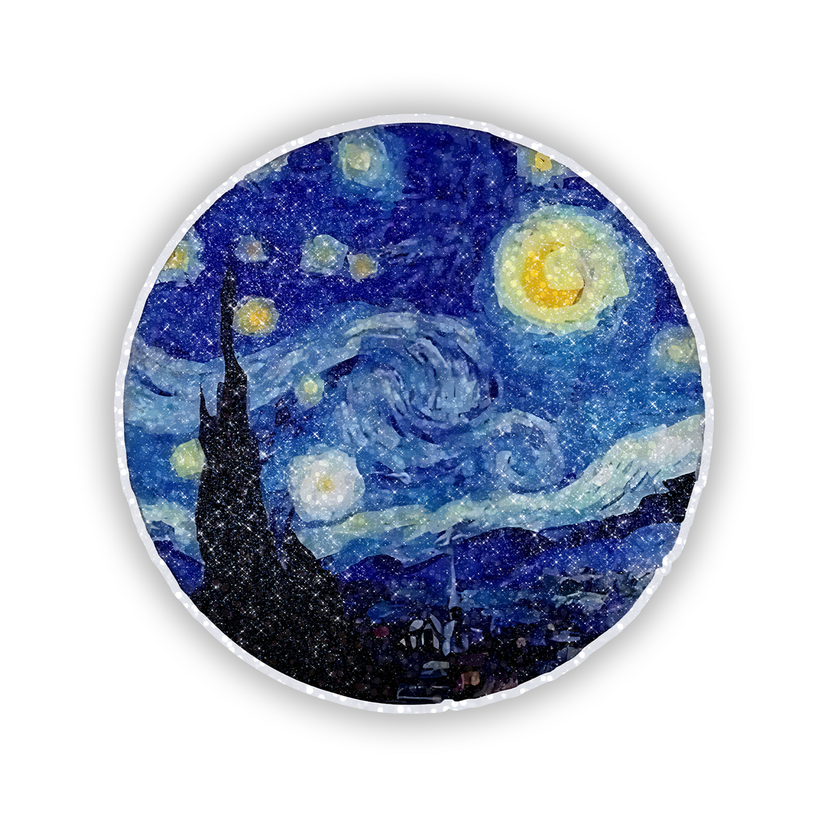 The Starry Night Painting Cicle Edition Glitter Sticker - main