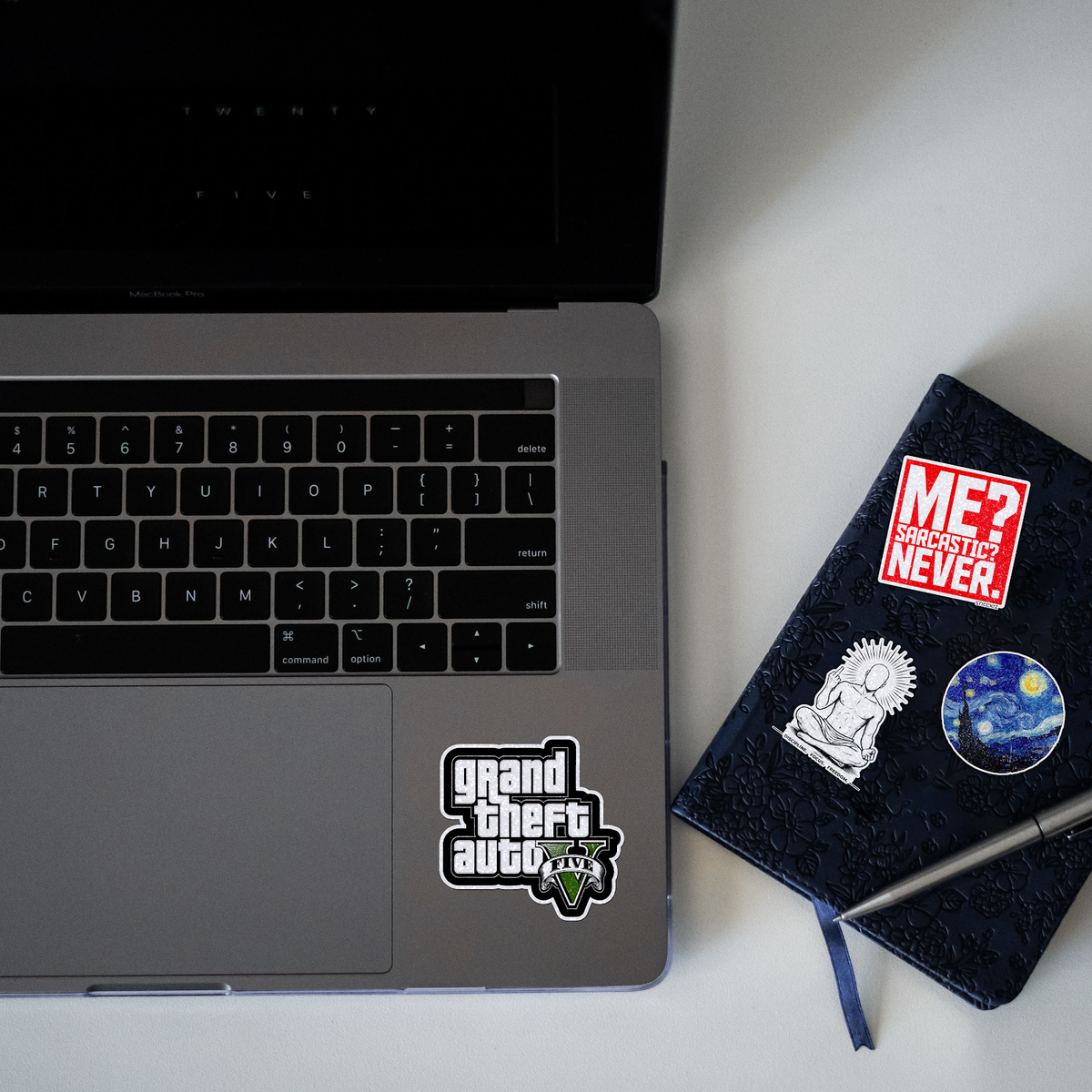 GTA 5 logo Glitter Sticker - laptop mockup