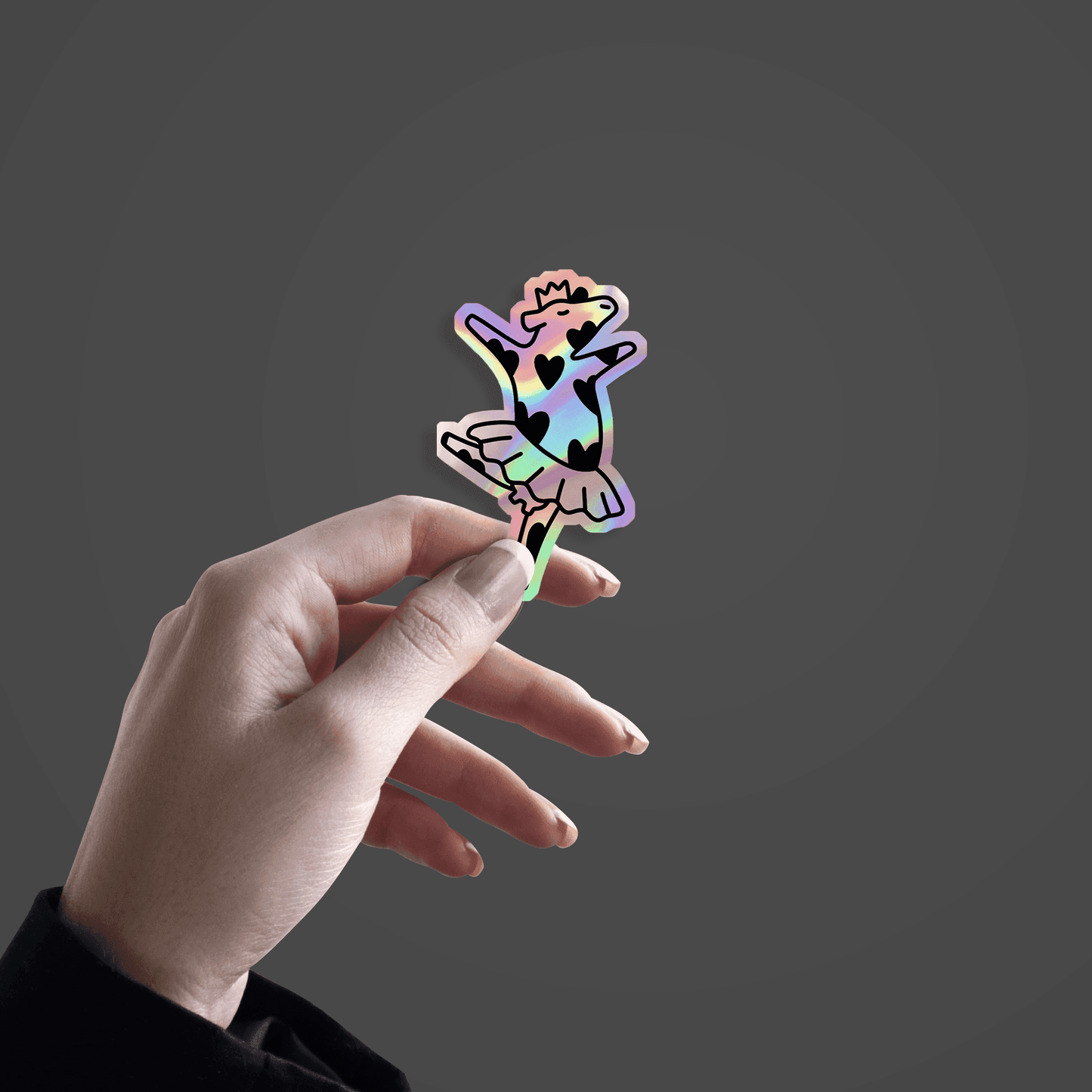 Cute Dancing Cow Holographic Sticker - sticckiz.com