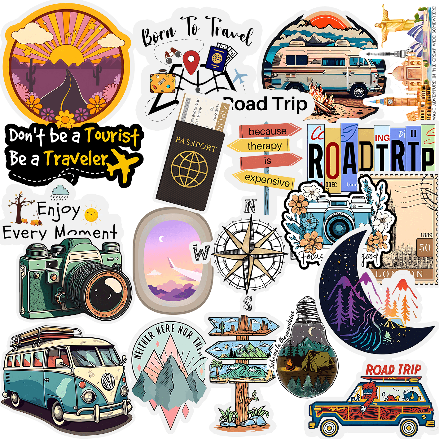 Travelling Stickers Pack (20 Stickers) - sticckiz.com