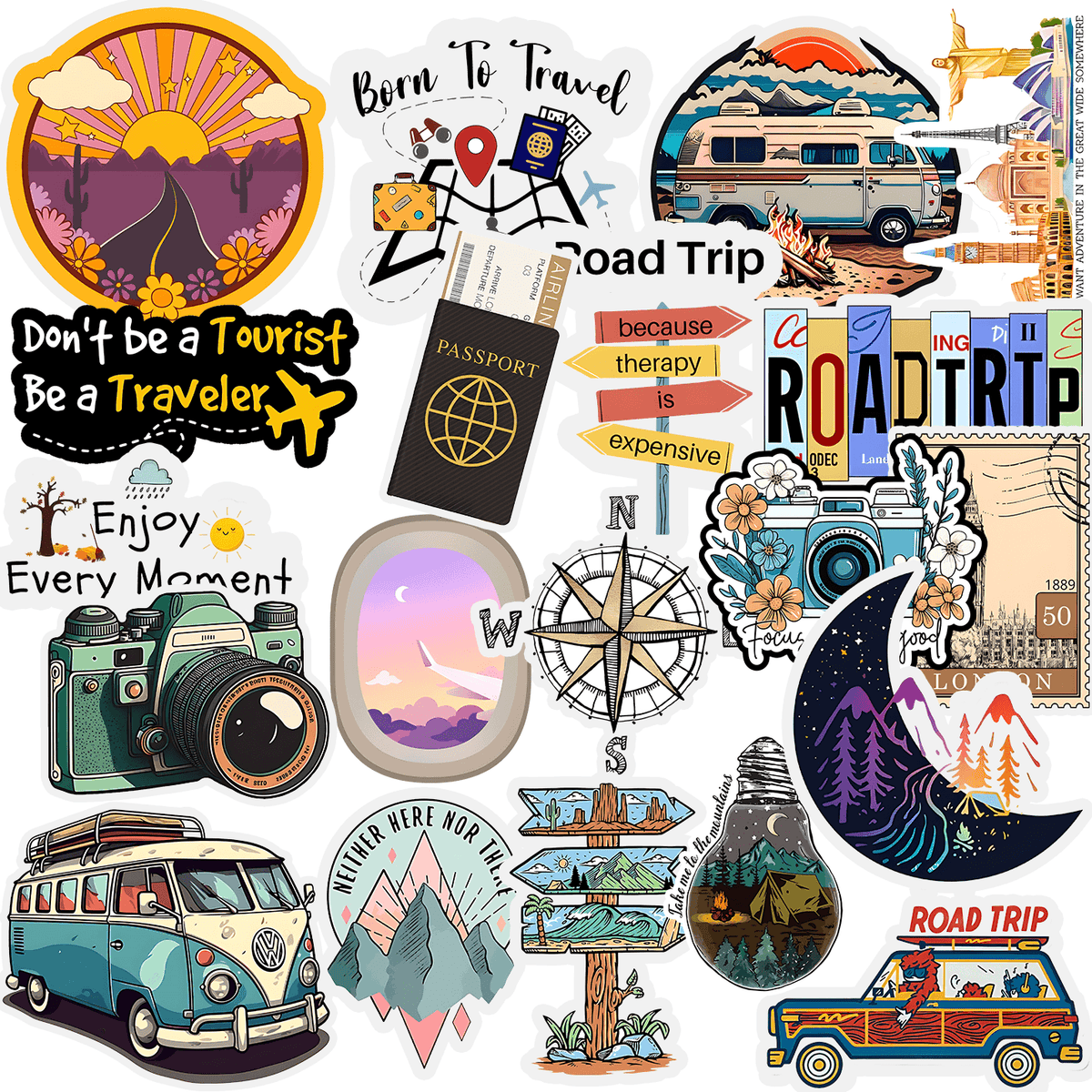 Travelling Stickers Pack (20 Stickers) - sticckiz.com