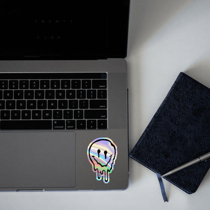 Aesthetic smiley Holographic Sticker - sticckiz.com