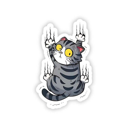 Gray cat frightened bumper Sticker - sticckiz.com