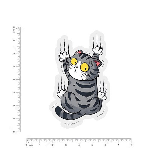 Gray cat frightened bumper Sticker - sticckiz.com