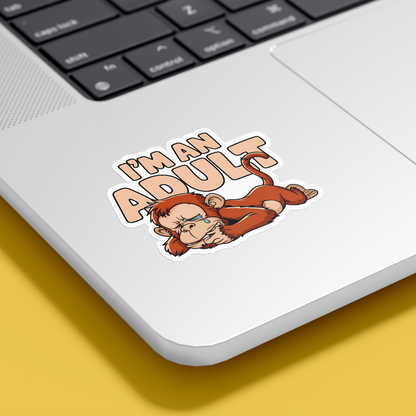 I'm an Adult crying Monkey Sticker