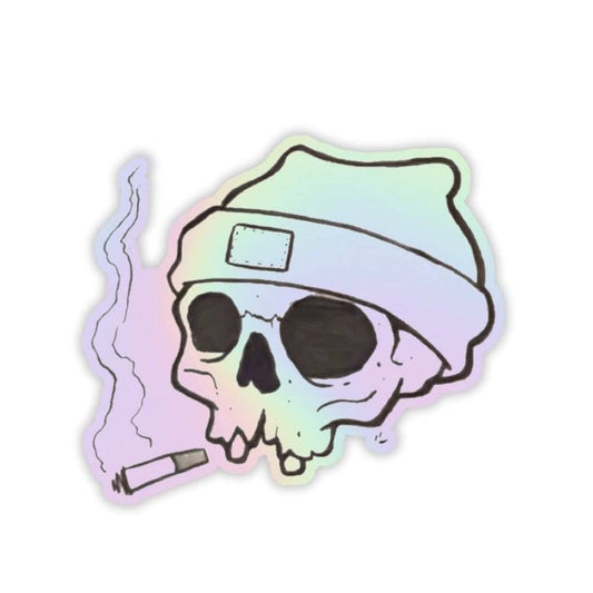 Skeleton S#oK#ng C#ga#ett# Holographic Sticker - sticckiz.com