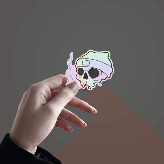 Skeleton S#oK#ng C#ga#ett# Holographic Sticker - sticckiz.com