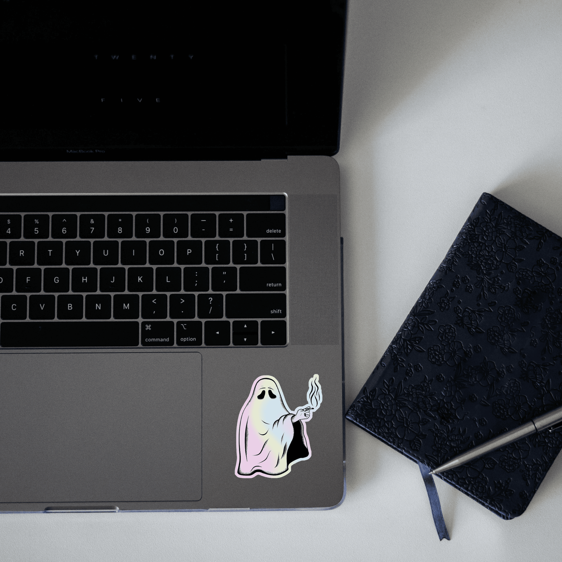 Ghost with C#g#ratt# Holographic Sticker - sticckiz.com