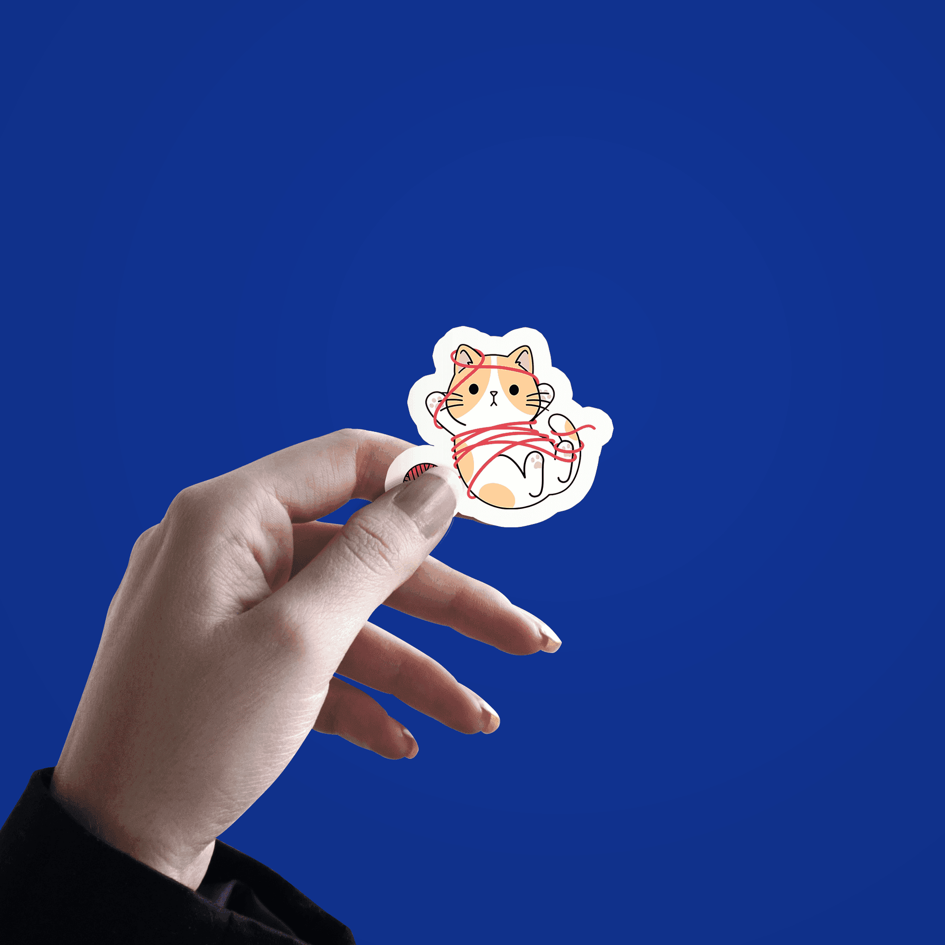 Cute Kitten With Woollen Sticker - sticckiz.com