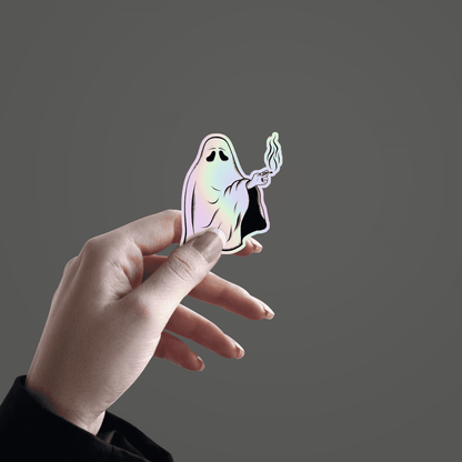 Ghost with C#g#ratt# Holographic Sticker - sticckiz.com