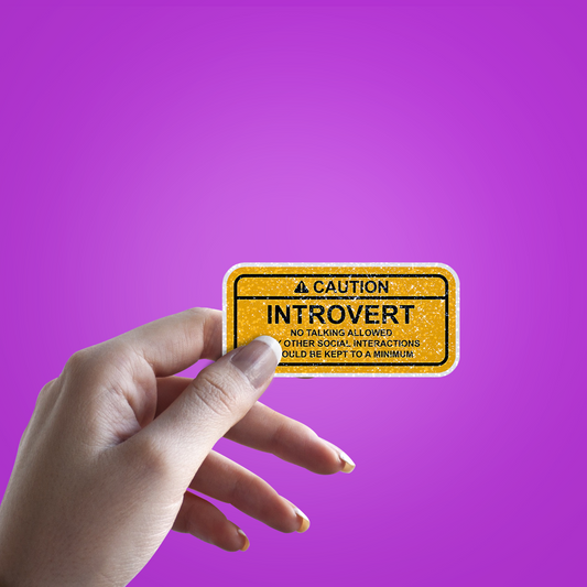 Caution Introvert Glitter Sticker