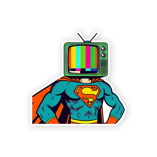 Superman and Vintage Tv Sticker
