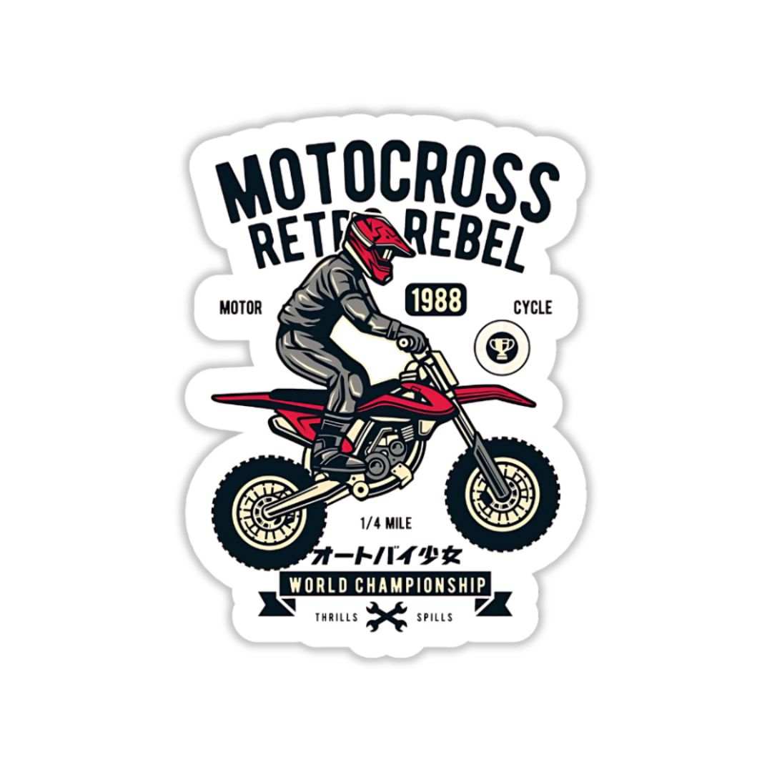 Motocross retro rebel Sticker - sticckiz.com