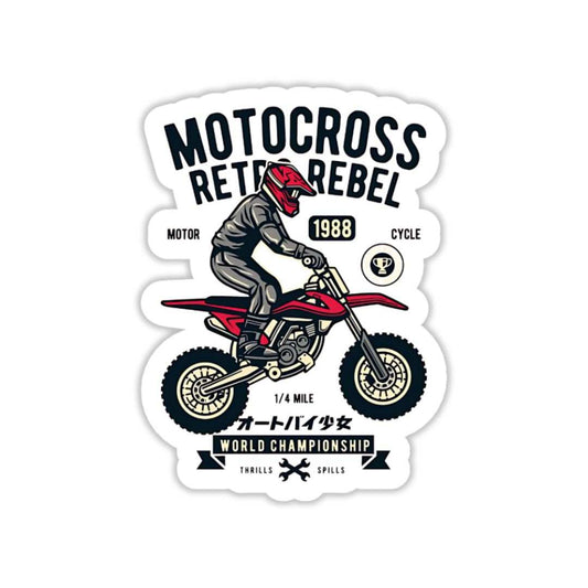Motocross retro rebel Sticker - sticckiz.com