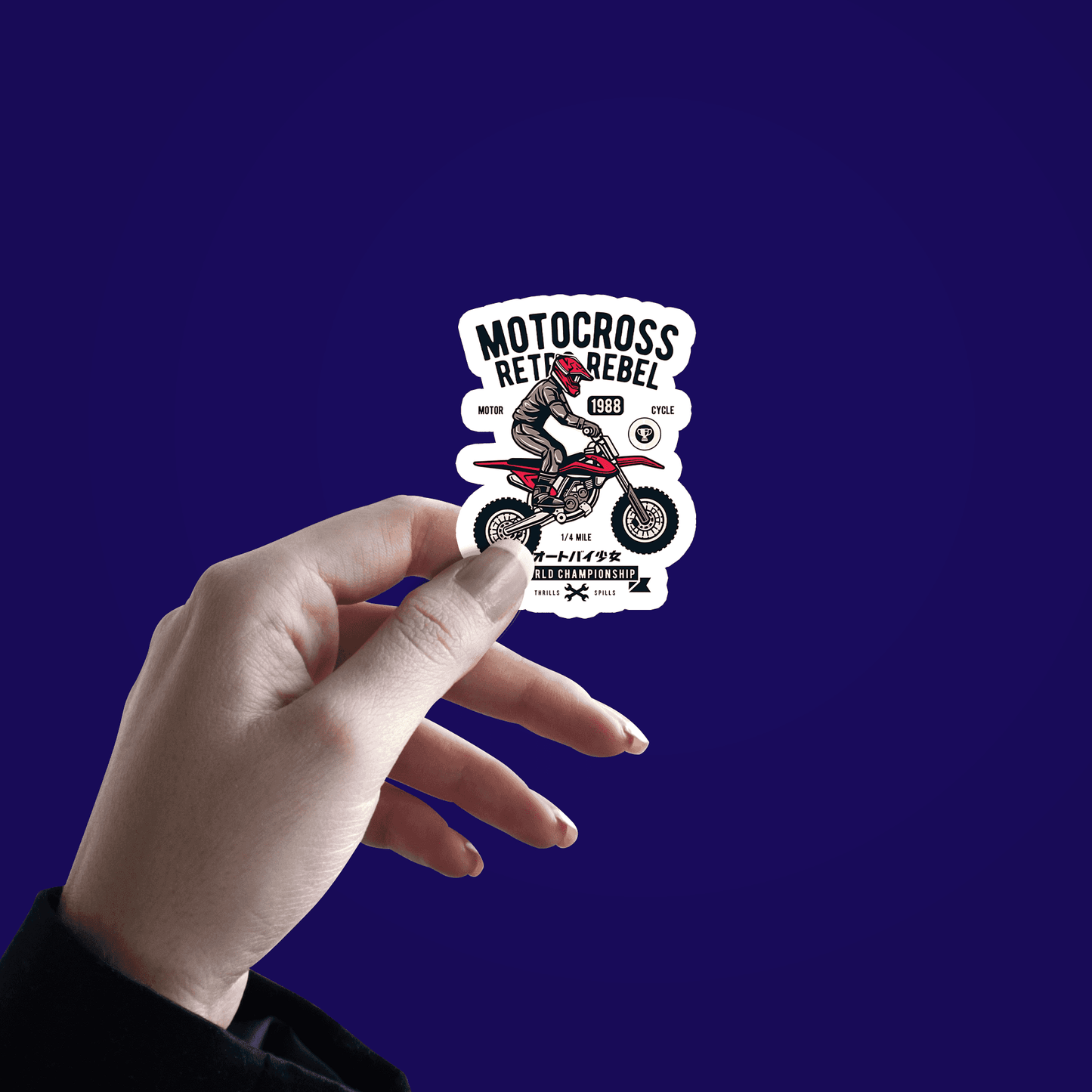 Motocross retro rebel Sticker - sticckiz.com