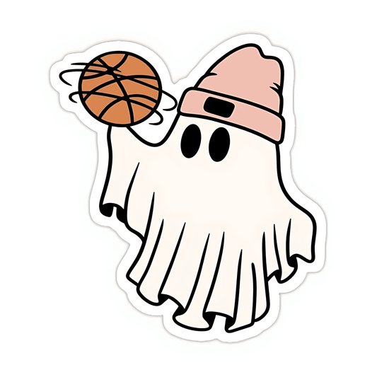 Ghost with Basketball Sticker - sticckiz.com