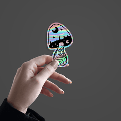 Aesthetic Mashroom Holographic Sticker - sticckiz.com