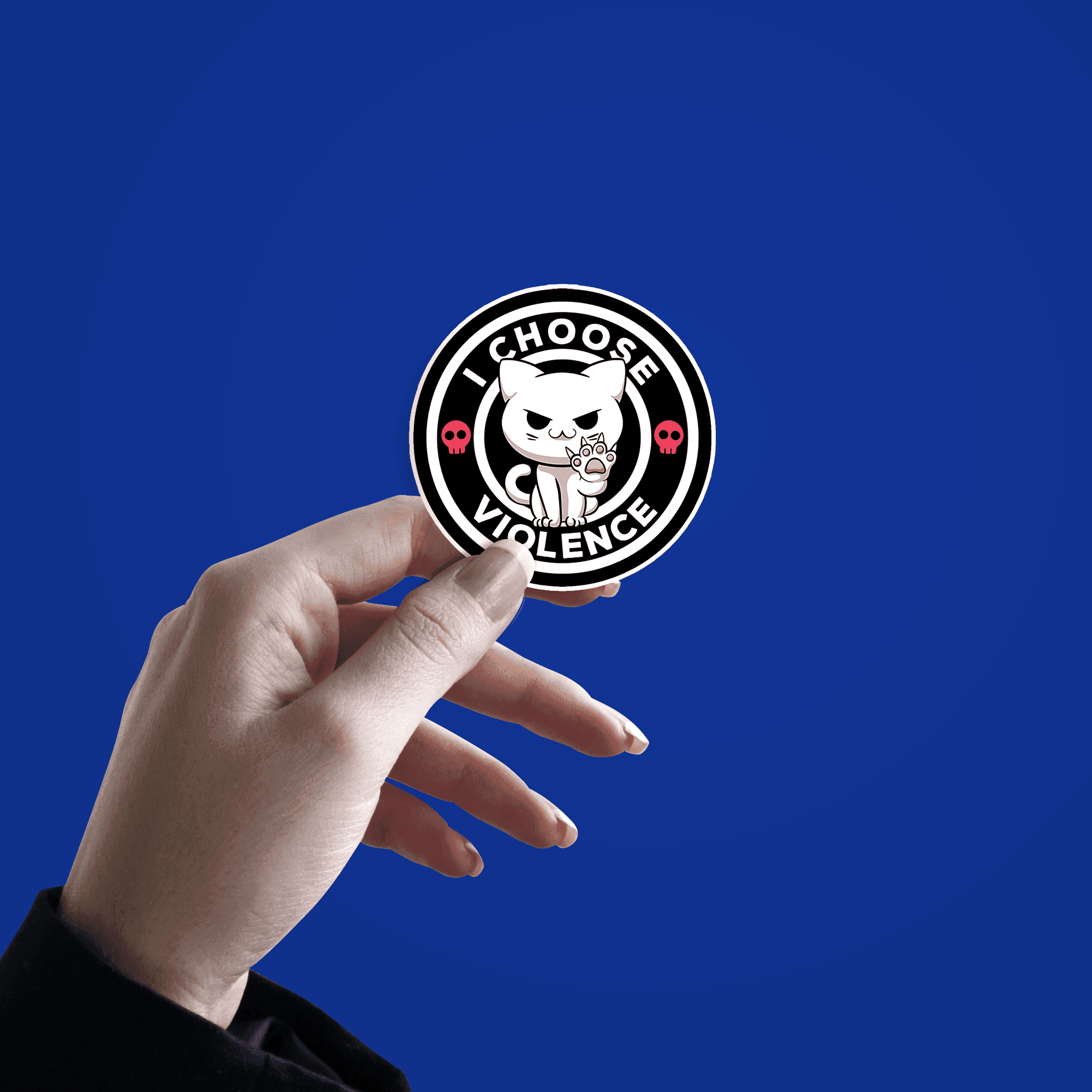 I Choose Violence Cat Sticker - sticckiz.com