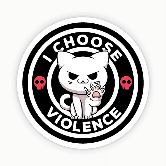 I Choose Violence Cat Sticker - sticckiz.com