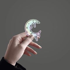 Melting Moon Holographic Sticker - sticckiz.com