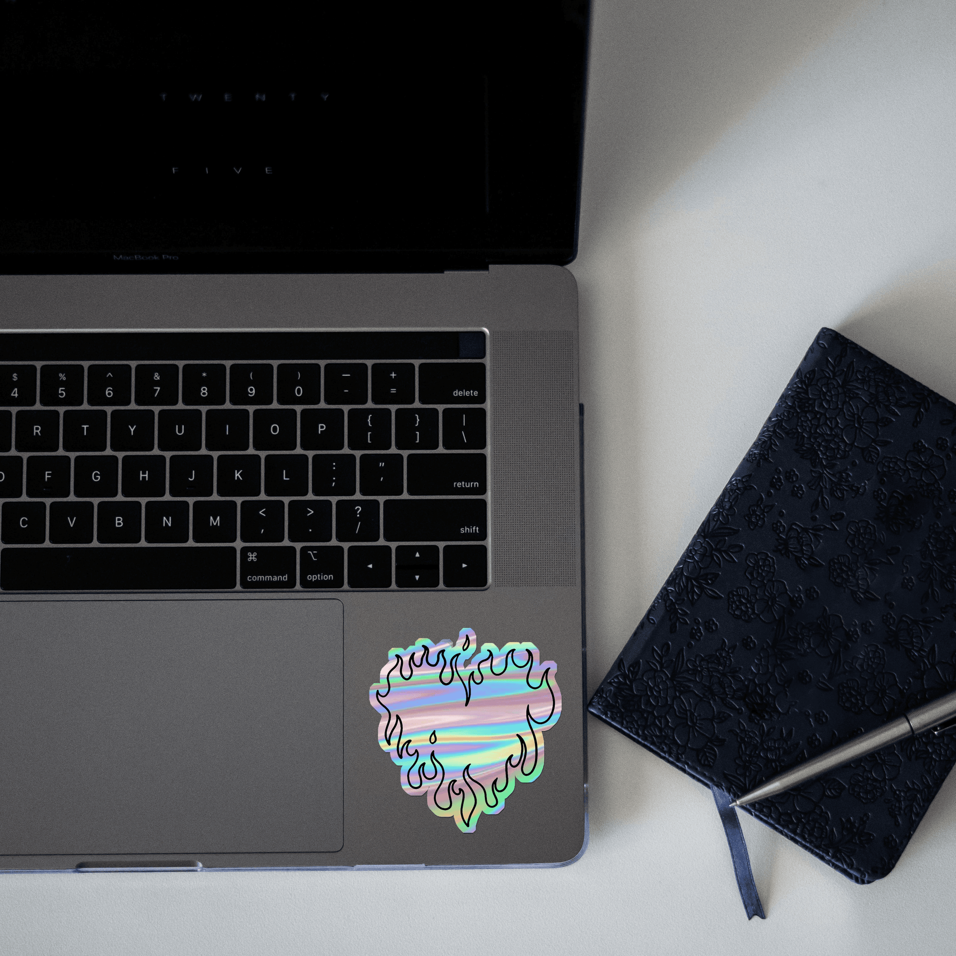 Flaming Heart Holographic Sticker - sticckiz.com