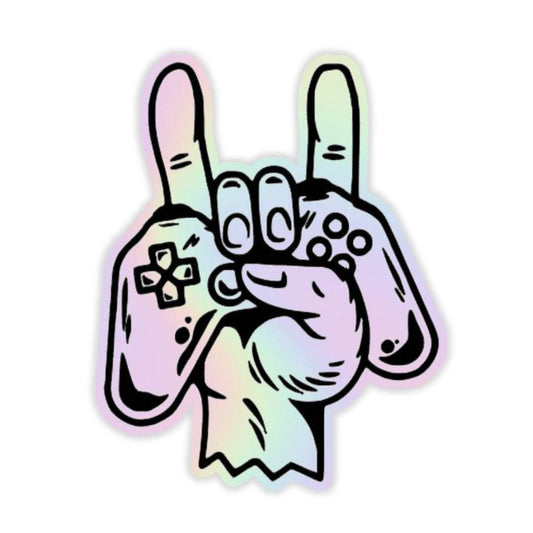 Gaming Hand Holographic Sticker - sticckiz.com