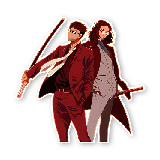 Anime Characters Weilding Swords Sticker