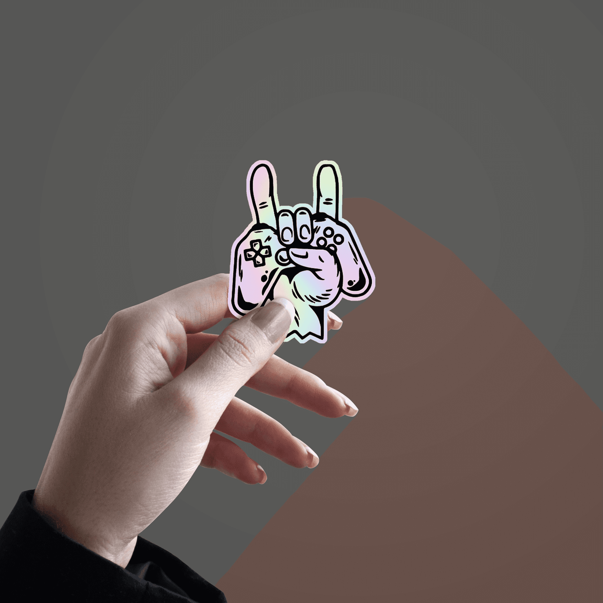 Gaming Hand Holographic Sticker - sticckiz.com